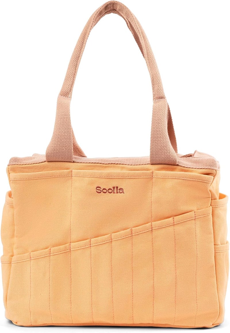Soolla Studio Bag: Art Supply Storage Organizer & Pottery Tool Bag, Washable Craft Tote, Knitting Yarn, Crochet Projects, 30 Pockets, 15+ Canvas Colors, Artist Gift for Adults (Creamsicle Crush) - Image 1